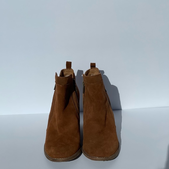 Lucky Brand Cognac Brown Suede Wedge Booties Ankle Boot - Picture 8 of 8
